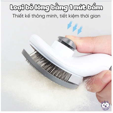 Lược Chải Lông Chó Mèo Có Nút Bấm Dễ Dàng Loại Bỏ Lông Sau Chải Tay Cầm Làm Bằng Silicon Dễ Dàng Gỡ Rối Lông Thực Phẩm