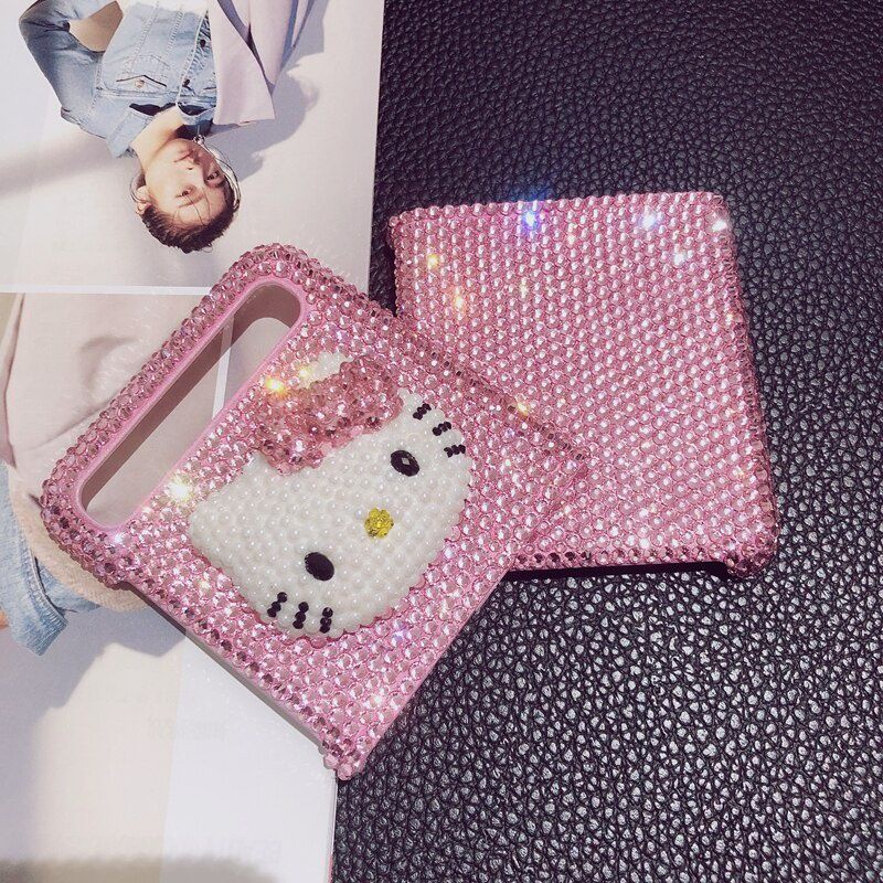 Ốp Samsung Z Flip 3 - ZFlip 3 - ZFlip3 - Flip3 5G Hello Kitty đính đá hồng lấp lánh