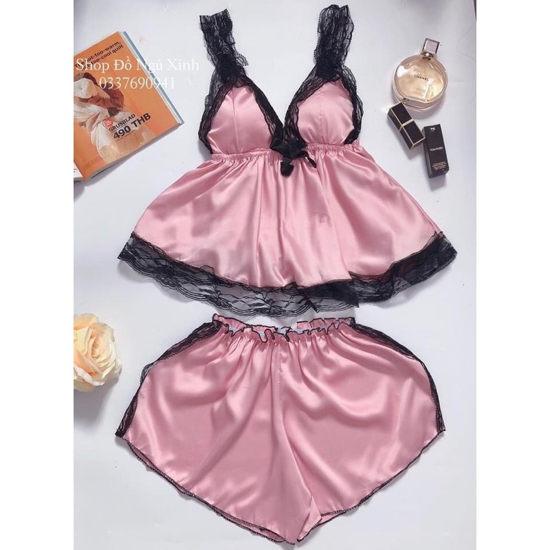 [Mã FASHION10KP giảm 10K đơn 50K] (Hình thật) Set Đồ Ngủ Phi Lụa Vải Mềm Chuẩn Loại 1 CÓ MÚT NÂNG NGỰC CỰC SEXY | BigBuy360 - bigbuy360.vn