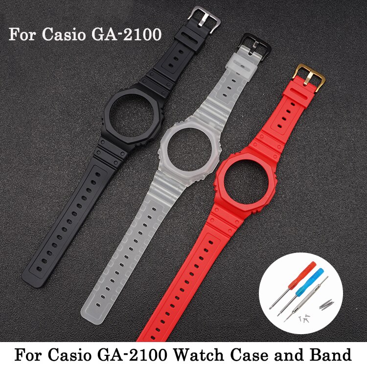 YIFILM Vỏ bảo vệ mặt đồng hồ Casio G-Shock GA-2100 GA-2110 bằng nhựa resin có dây đeo tay tiện dụng