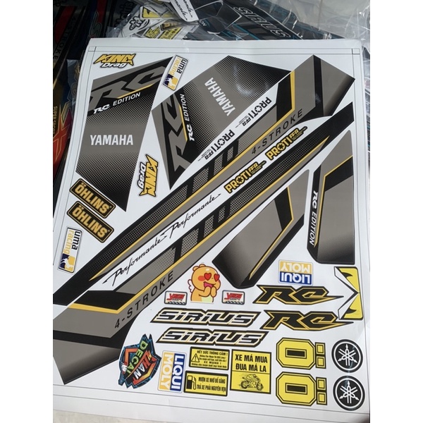 Tem sirius 110 RC xám vàng đen 2017