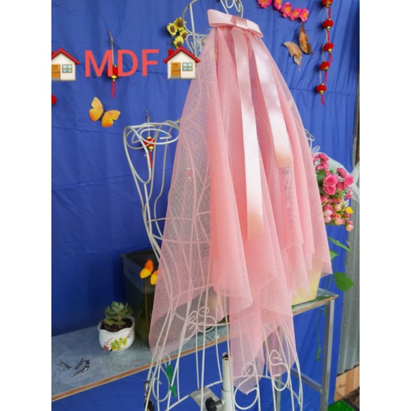 khăn lúp cô dâu màu hồng dài 50cm