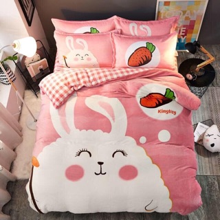 Bộ chăn ga gối hồng dâu