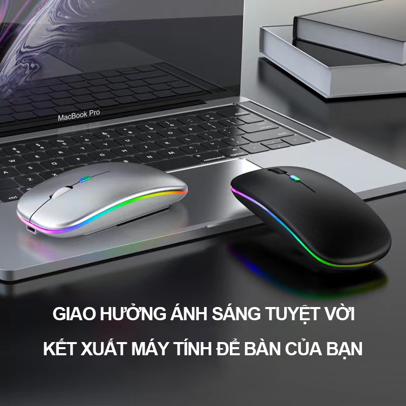 Chuột không dây M1 M3 M4, pin sạc, không gây tiếng ồn khi bấm, khoảng cách tín hiệu 10m Hiệu ứng ánh sáng LED