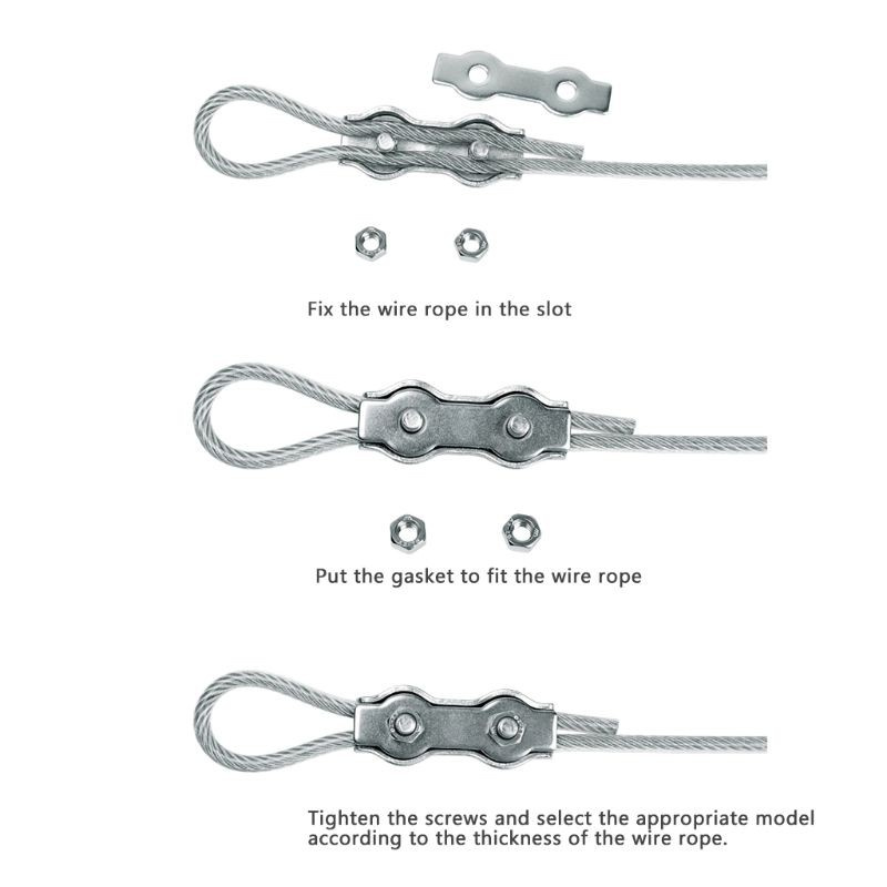 2 Kẹp cố định dây cáp bằng thép không gỉ 2mm 3mm 4mm 5mm 6mm tiện dụng
