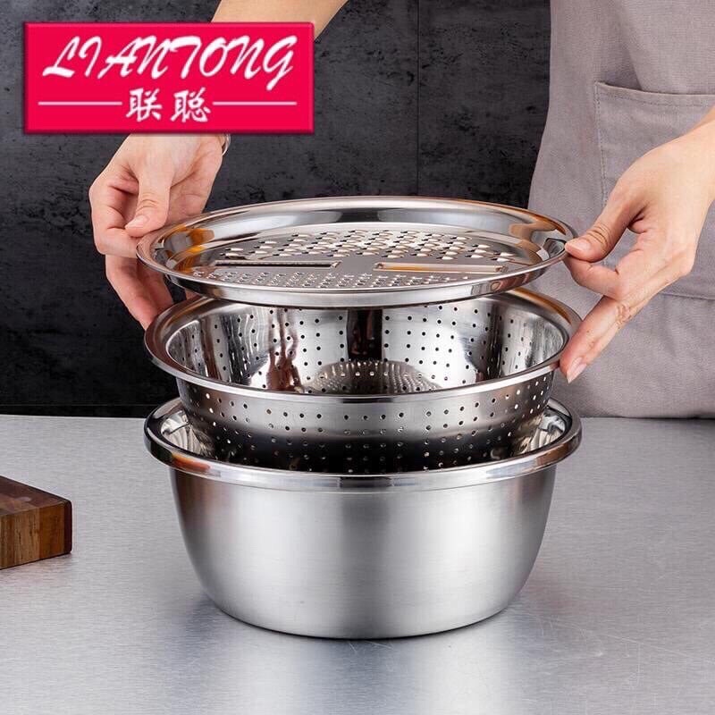 BỘ RỔ NẠO INOX 3IN1 HÀNG LOẠI 1