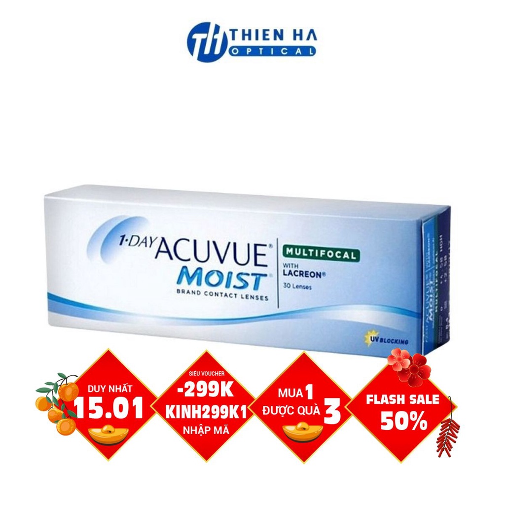 Kính áp tròng 1 ngày không màu cận thị Thiên Hà Optical ACUVUE - Mỹ độ ẩm cao,kháng khuẩn chống uv an toàn cận đến -12độ