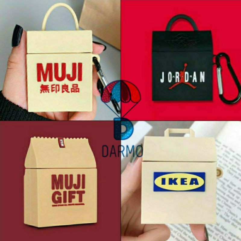 Case bảo vệ Airpods Pro/1/2/ Huawei Freebuds 3 túi xách Muji gift kraft/ air jordan đen/ IKEA trắng sữa