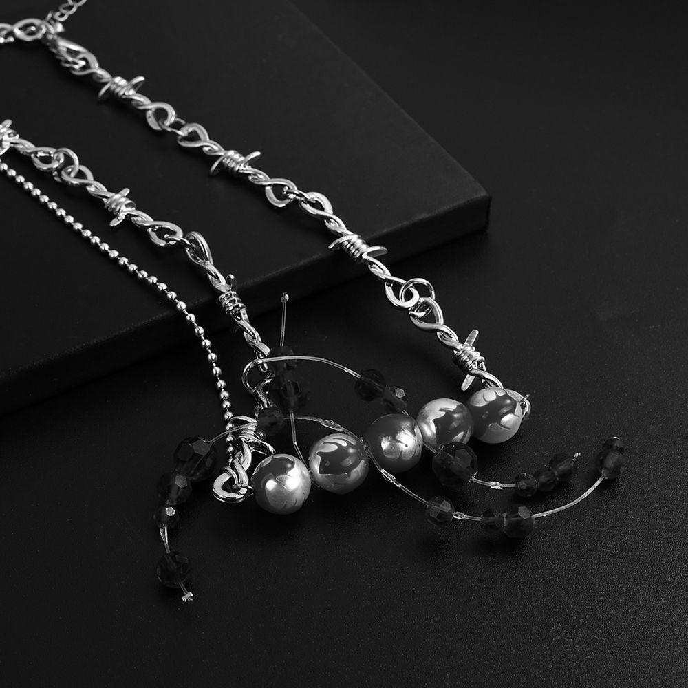 ANEMONE Vòng Cổ Tua Rua Màu Sắc Đơn Giản Phong Cách Gothic Hàn Quốc