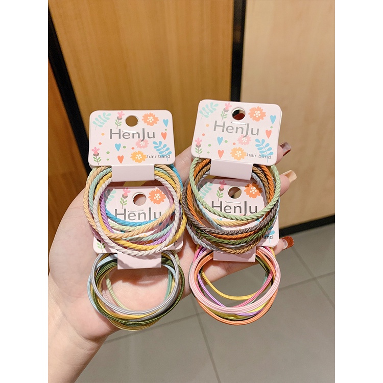 Set 6 Dây Thun Cột Tóc Phong Cách Đơn Giản Dễ Thương Dành Cho Nữ