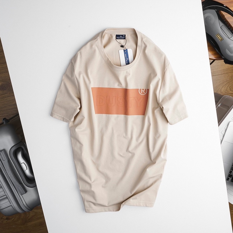 Áo thun nam nữ cổ tròn in nổi chính hãng Dusty Tailor form slimfit chất cotton 4 chiều