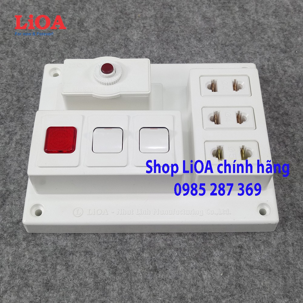 Bảng điện nổi LiOA 15A có 3 ổ cắm 2 công tắc 1 đèn báo màu đỏ/xanh