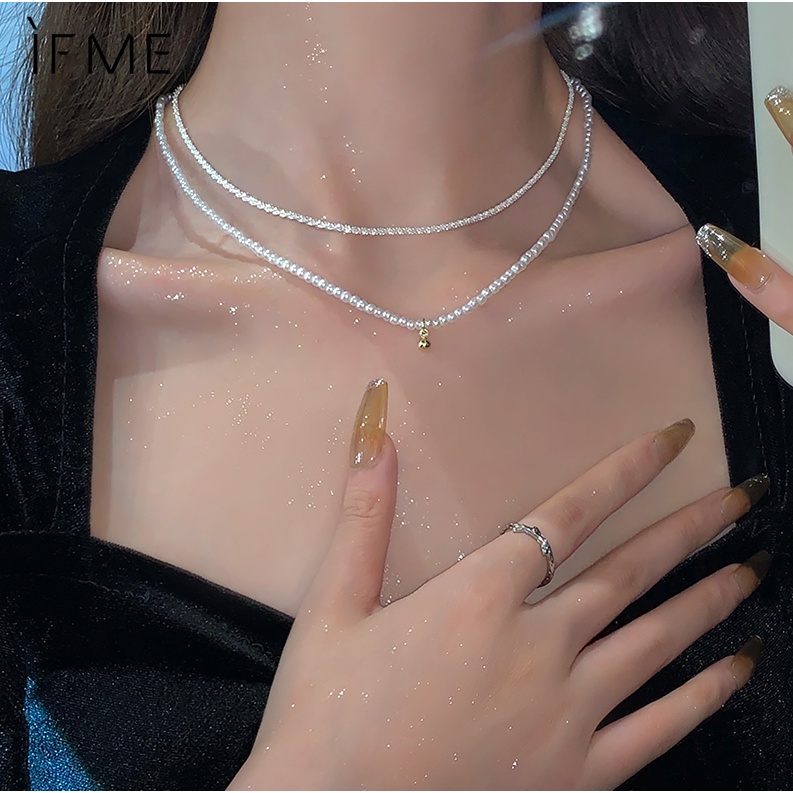 IF ME Vòng cổ Hai Lớp Đính Ngọc Trai Nhân Tạo Thanh Lịch Dành Cho Nữ