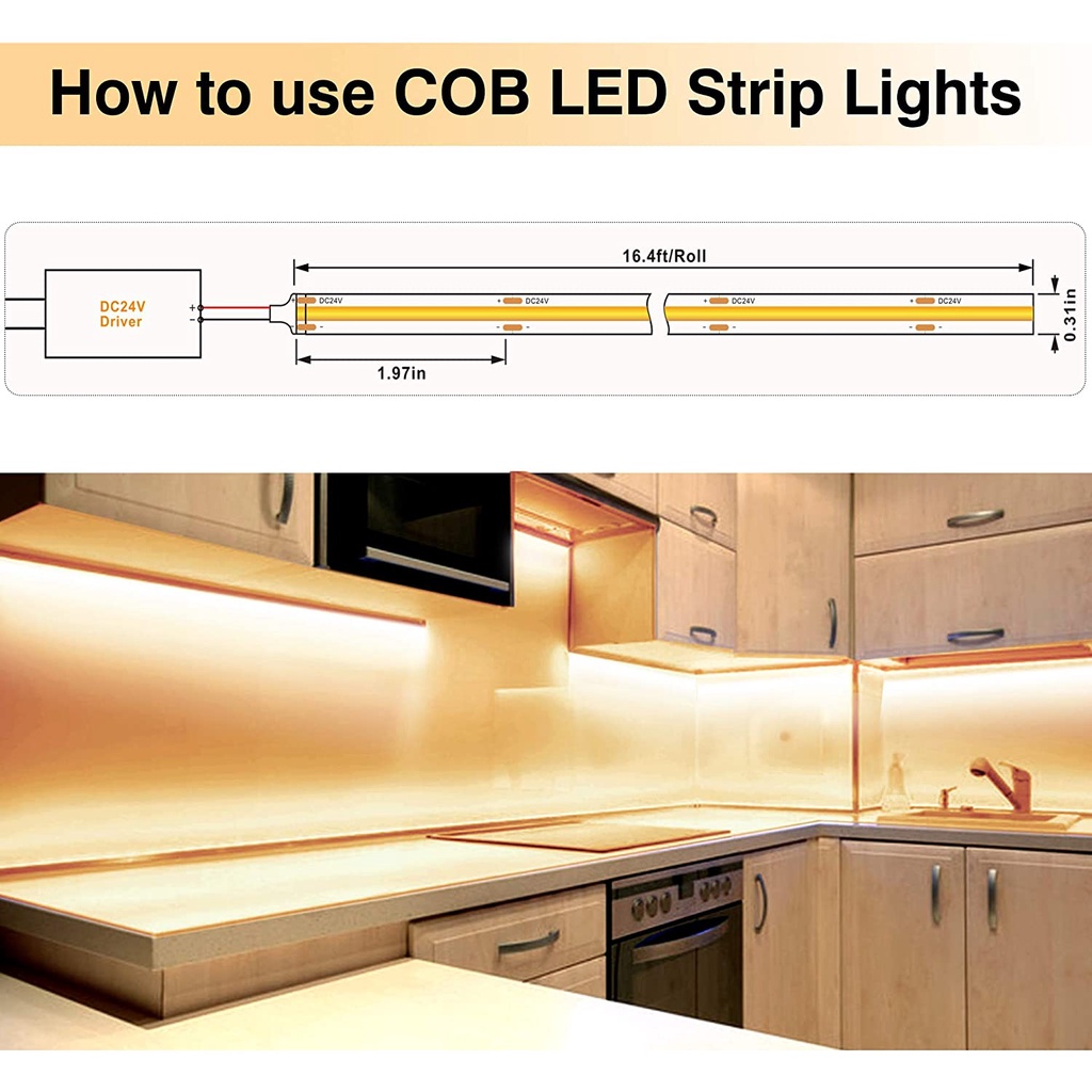 Thanh đèn led COB OSIDENDC 12V 2A cảm ứng nhiều size linh hoạt có thể bẻ cong cho sân khấu/ tủ chén/ nhà bếp diy