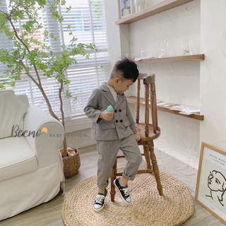 [80-130] Bộ vest kẻ 4 khuy Beemo