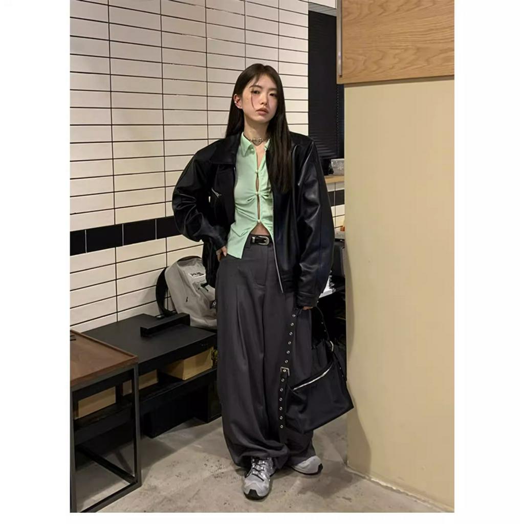 Fine Studio Áo Sơ Mi Ngắn Mỏng Cổ Bẻ Cài Nút Màu Trơn Đơn Giản Dễ Phối Đồ Cho Nữ