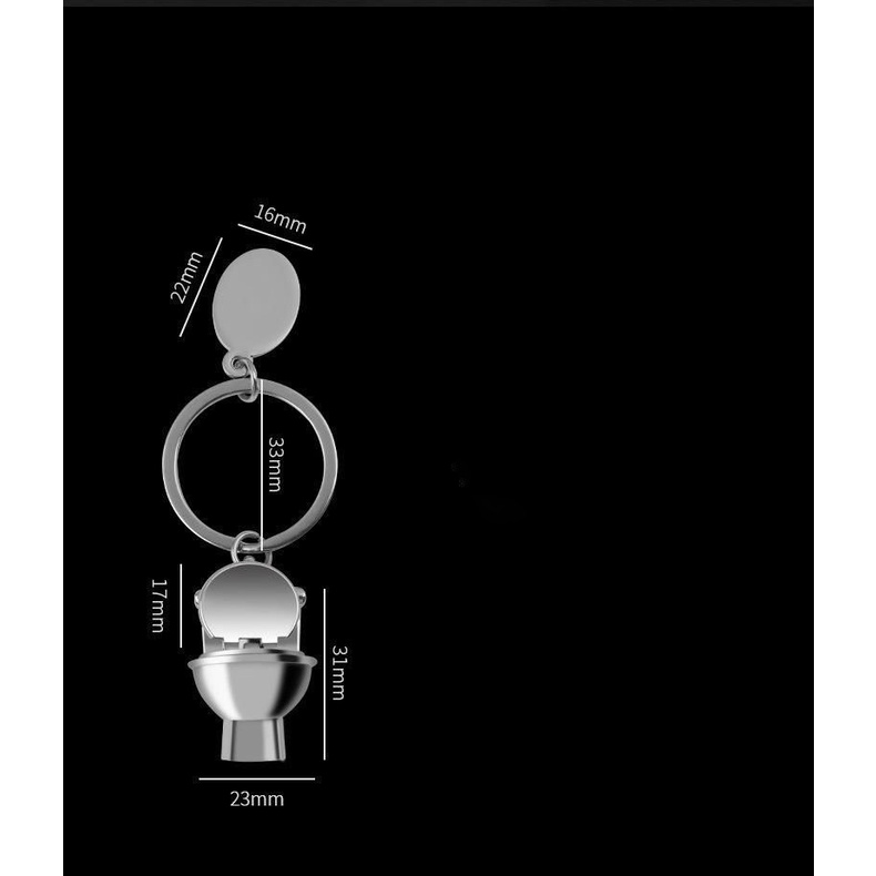 Móc Chìa Khóa Bồn Cầu Mini Kim Loại Đáng Yêu