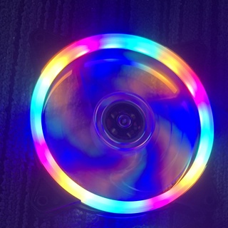 Quạt tản nhiệt 12v fan case 12cm led 7 màu 9 cánh lớn, 33 bóng