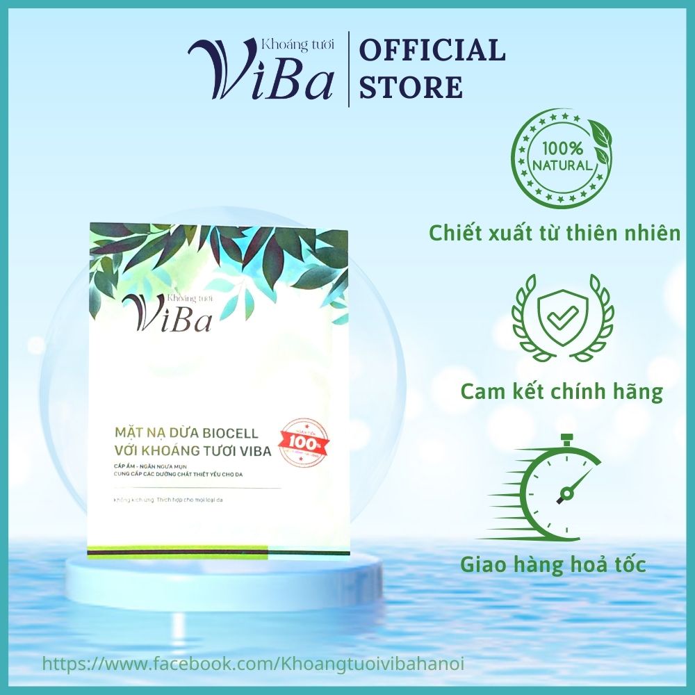 Mặt nạ dừa biocell với khoáng tươi viba lên men tự nhiên cấp ẩm, ngừa mụn, dưỡng da mịn màng, trẻ hóa da0