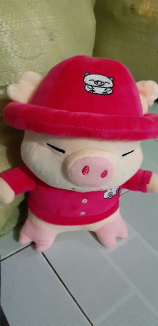 Thú bông hình mèo con vàng và hồng sen