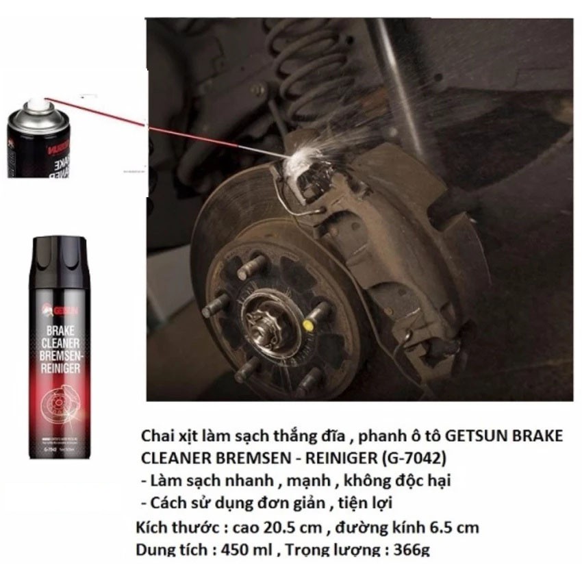 Chai xịt làm sạch cụm thắng (phanh) cho ô tô GETSUN BRAKE CLEANER