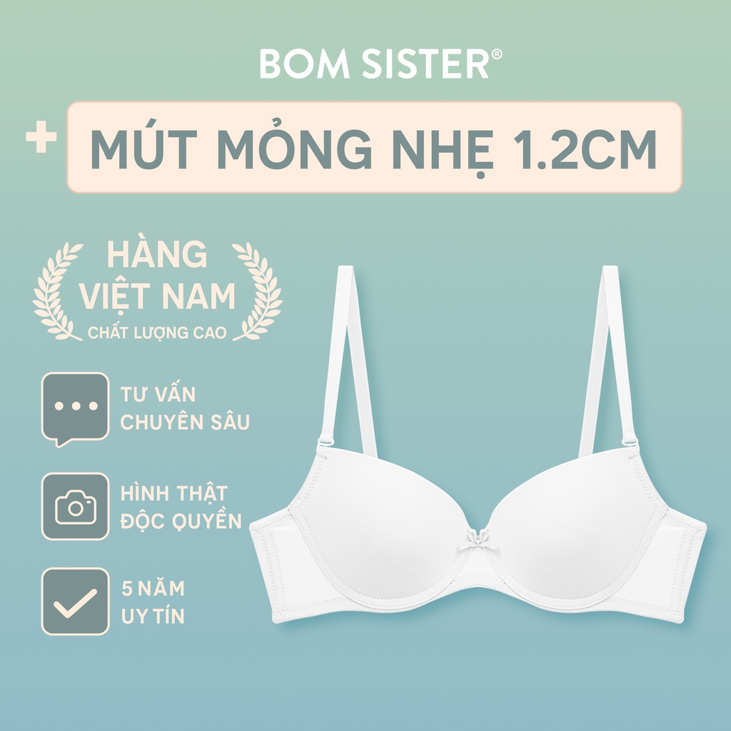 Áo lót mút mỏng có gọng thun lạnh màu trơn nâng ngực tự nhiên BOM SISTER MU1006