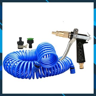 Bộ vòi xịt nước tưới cây đa năng tăng áp lực nước kèm dây tưới dạng lò xo co dãn 236814 loại 10m