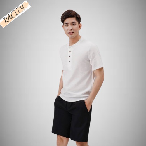 Áo Đũi Nam Cổ Tàu Ngắn Tay Đẹp Cao Cấp RACITY AD63 | BigBuy360 - bigbuy360.vn