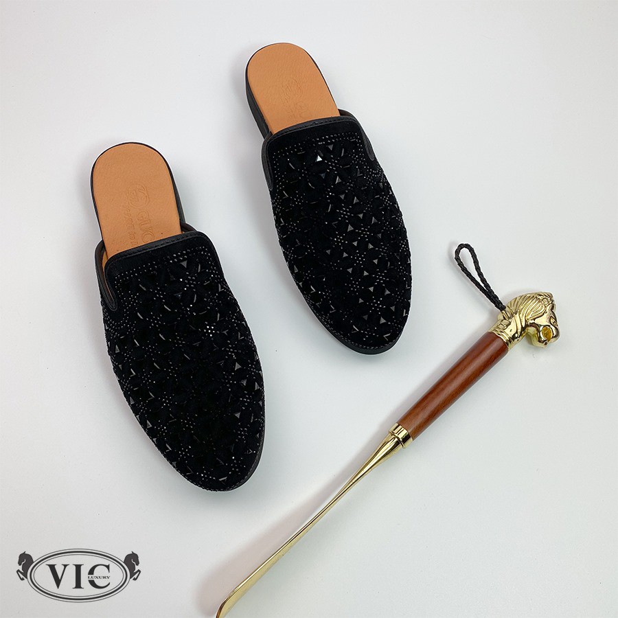 Dép kín mũi ( Sục) da lộn đính đá thiết kế trẻ trung, thanh lịch S-044 | BigBuy360 - bigbuy360.vn