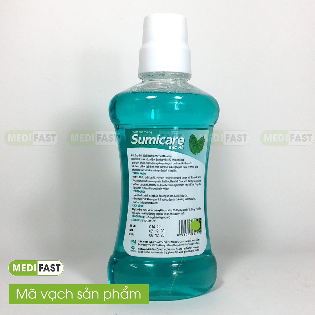 Nước súc miệng dành cho trẻ em và người lớn - Ngăn ngừa sâu răng Sumicare - Chai 500ml