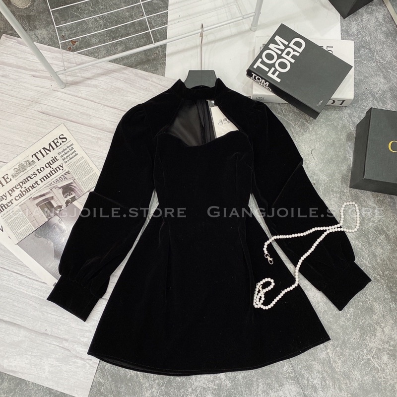 Giangjoile Váy nhung khoét ngực đỏ, đen | BigBuy360 - bigbuy360.vn