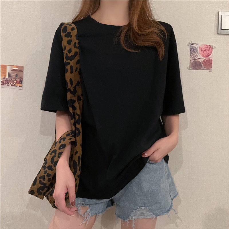 2021 new summer loose short-sleeved round clothes T-shirt women's plus size top half sleeve trend baju murah