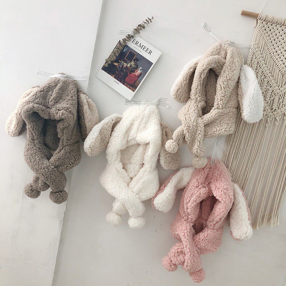 Nón trùm đầu kiêm khăn choàng cổ mùa đông bằng vải bông dày dặn in họa tiết hoạt hình dễ thương cho bé