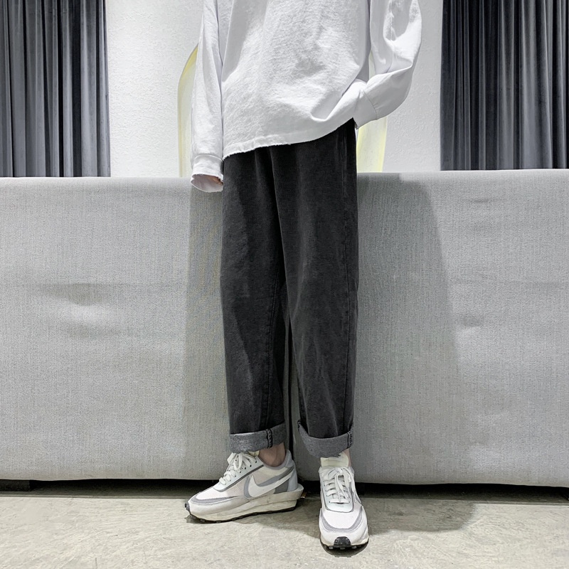 Quần jeans lửng AOKANG ống rộng phong cách Hong Kong thời trang cho nam