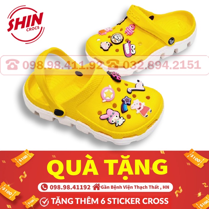 Dép cross cho bé DUET💖FREESHIP💖dép cross cho bé trọn bộ 4 mã SHINCRO7781 tặng thêm 6 jibiiz cross cài dép