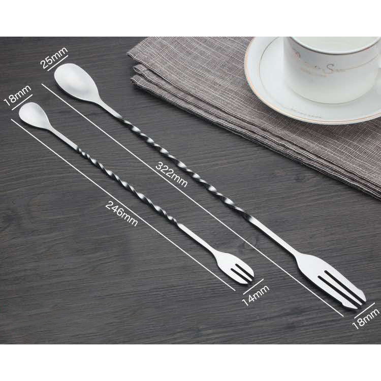 Muỗng/Thìa pha chế bar spoon 26cm hoặc 32cm (thìa bar, muỗng khuấy, thìa khuấy)