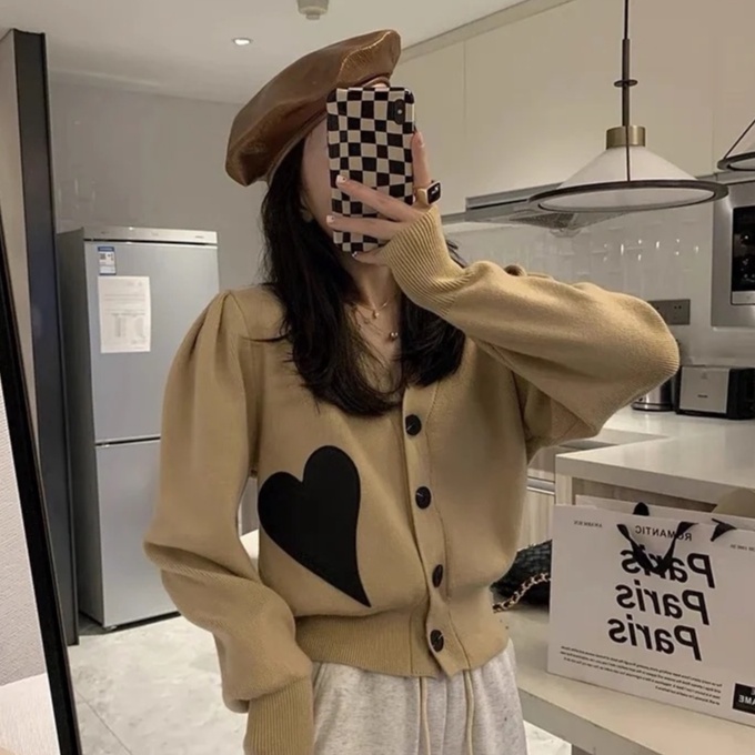 Porozi  Áo khoác cardigan  dệt kim cổ chữ V phong cách Hàn Quốc
