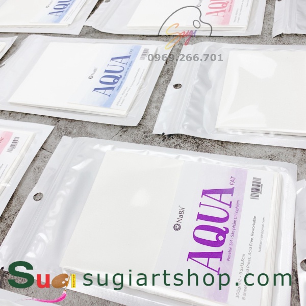 Giấy vẽ màu nước Nabii Aqua Fat 300gsm - Newbie Set Xấp 8 tờ