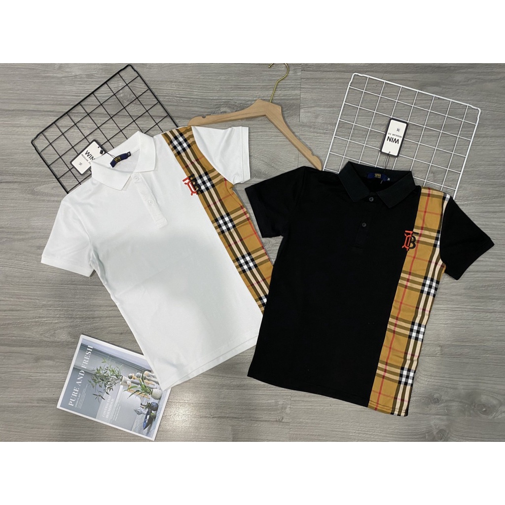 ÁO THUN NAM NỮ POLO CỔ TRỤ TAY NGẮN HOẠ TIẾT KẺ SỌC