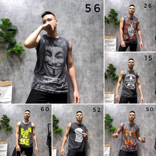 Áo ba lỗ gym tanktop sát nách bigsize thể thao form rộng unisex cotton đầu lâu nam SNTL l