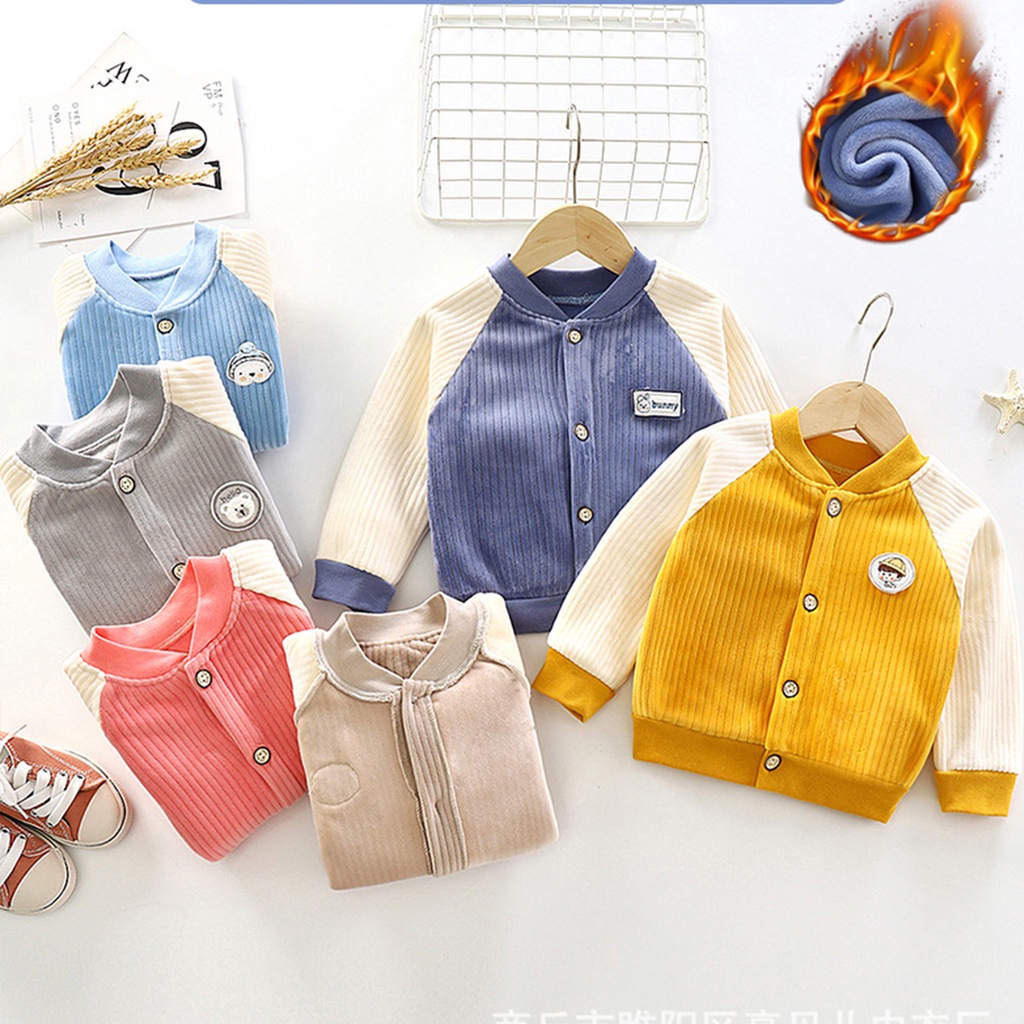 Áo khoác nỉ lót nhung dày dặn cho bé trai bé gái mặc thu đông Hàng Quảng Châu cao cấp AD02