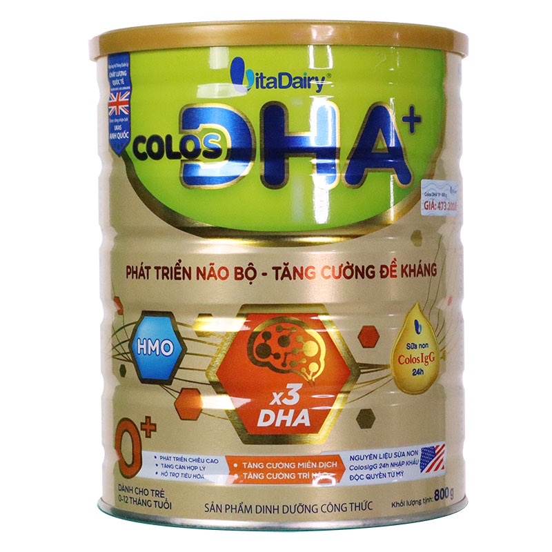 Tặng 1 chai sữa tắm 60ml - Sữa bột Colos DHA 0+ lon 800g