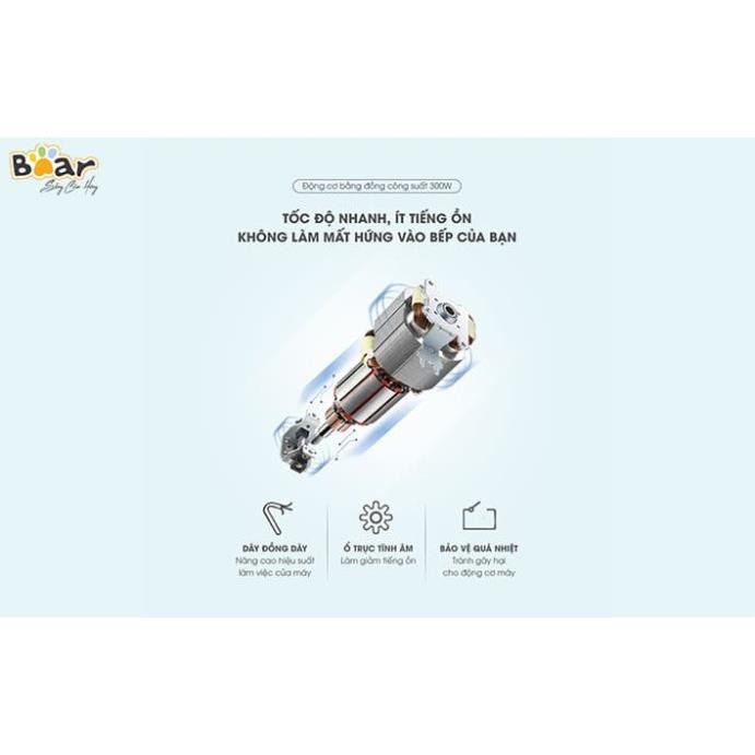 Máy Xay Thịt Cầm Tay Đa Năng Bear QSJ-B02Q1 2L, công suất 300W, cối xay tỏi, hành, ớt, thực phẩm, cua, giò, BH 12 tháng