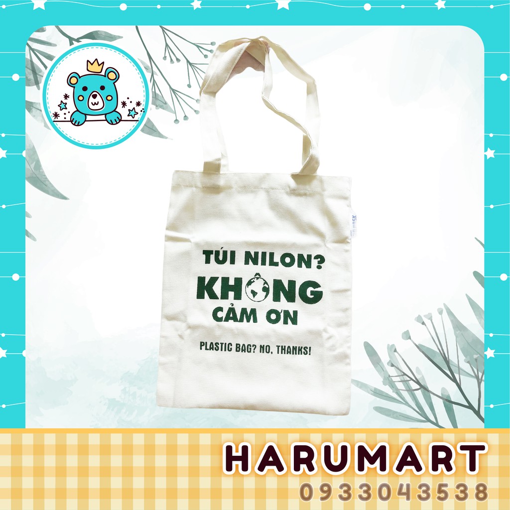 Túi canvas cotton vải trắng bảo vệ môi trường size 30x35 cm