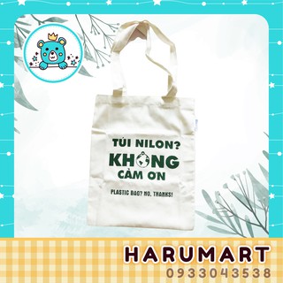 Túi canvas cotton vải trắng bảo vệ môi trường size 30x35 cm