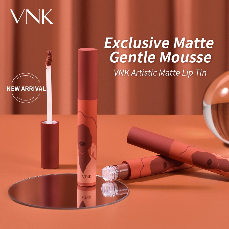 VNK Velvet Lip Tint Matte Liquid Lipstick Waterproof Lip Gloss Long Lasting Lip Glaze Non-Decolorizing Lip Cream No Stain on Cup Lip Balm Nourish Lipstains Artistic Lip & Cheek Tint Double Use