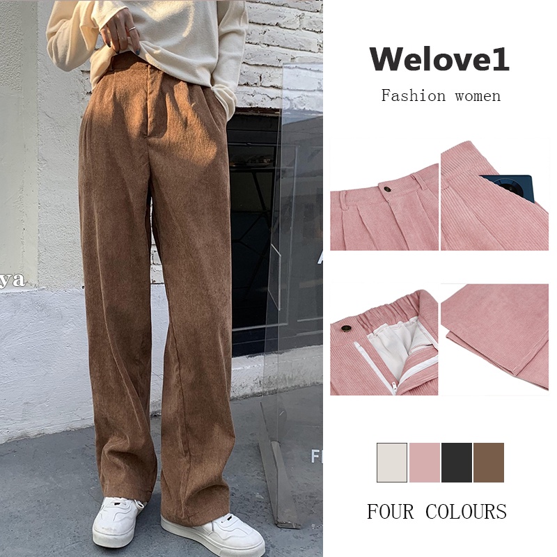 Quần ống rộng Màu Đen Phong Cách Hàn Quốc Cho Nữ