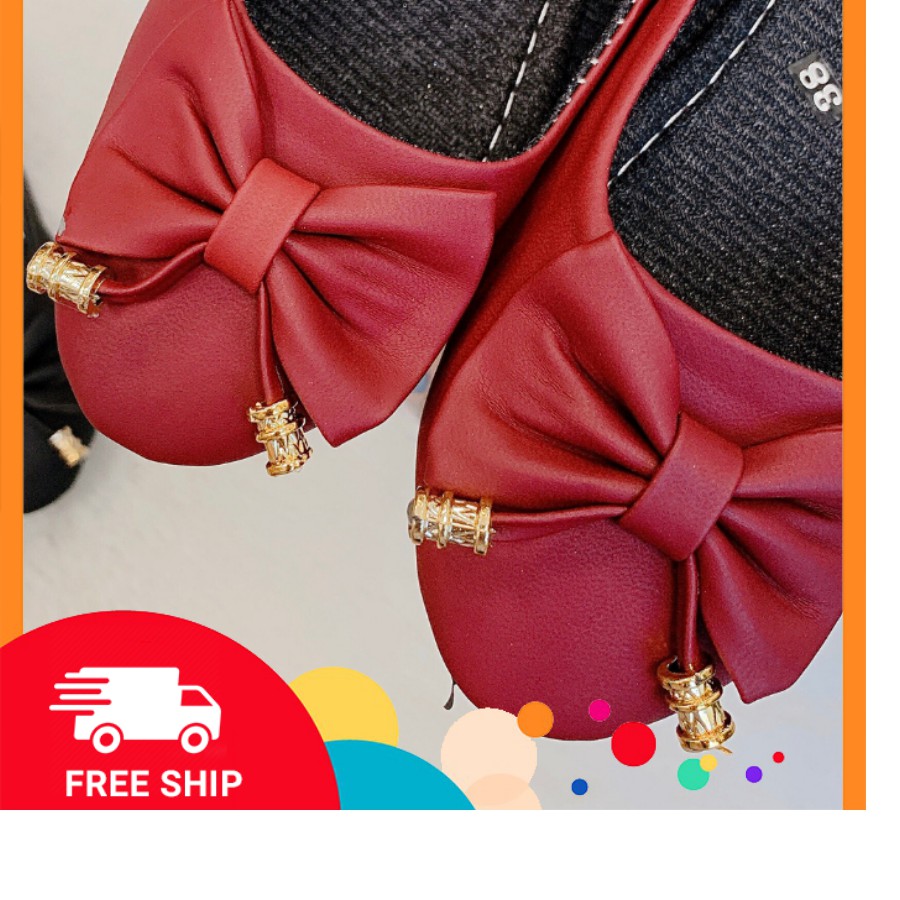 [FreeShip-Xả Kho]  Giày Búp Bê Bệp Nữ Dính Nơ Xinh Xắn Mã DN80