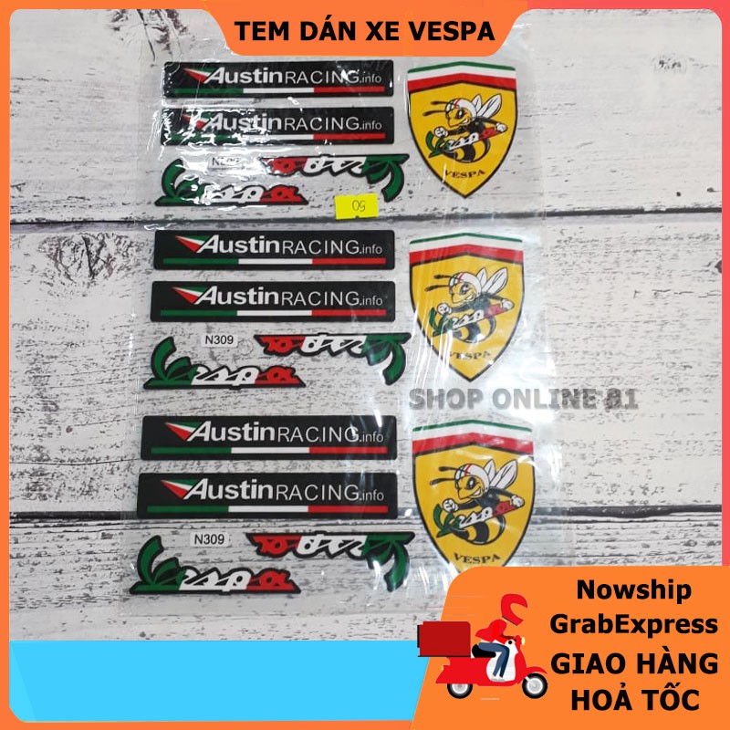 [FreeShip] Tem (Decal) Dán Xe Vespa
