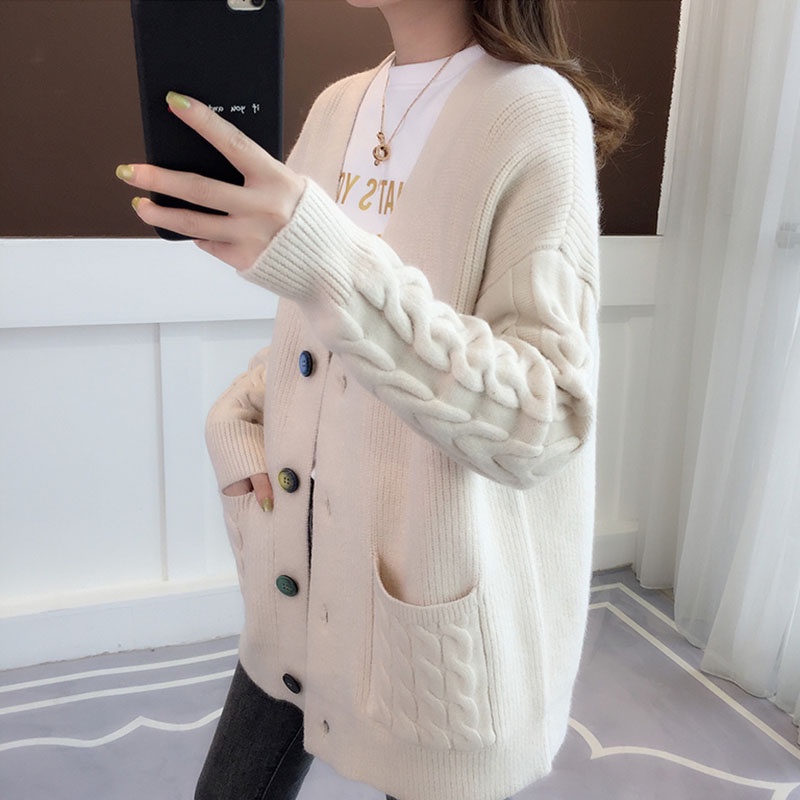 Áo Khoác Dệt Kim Dáng Rộng Thời Trang Dành Cho Nữ